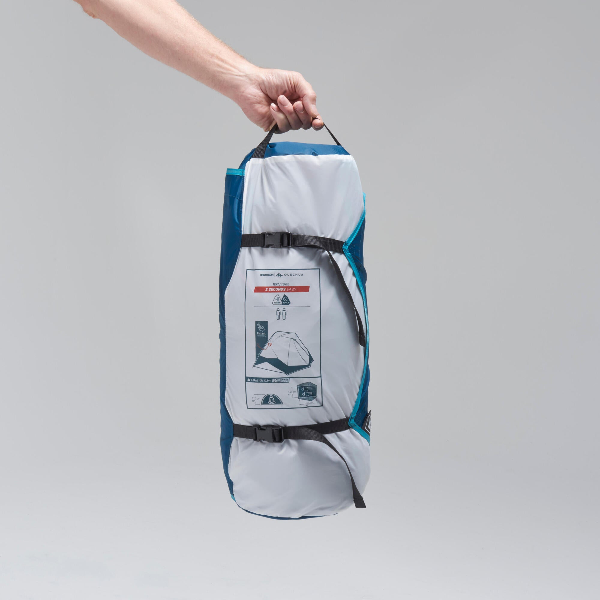 Quechua 2 Second Easy Fresh & Black Waterproof Pop Up Camping Tent 2 Person - Image 3